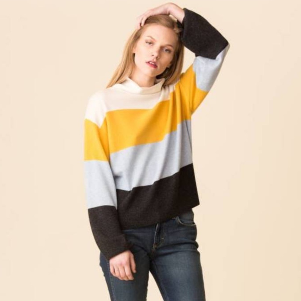 Veronica Beard Multicolor Striped Turtleneck Sweater